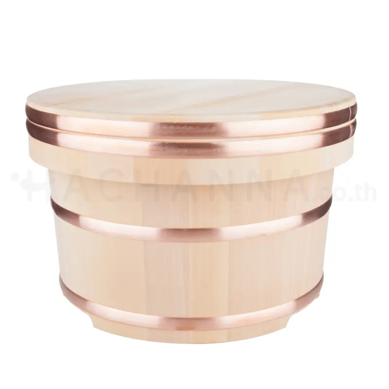 Wooden Edobitsu Rice Jar 18x12.5 cm
